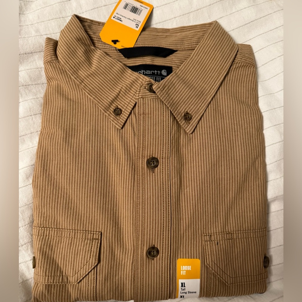 Carhartt LOOSE FIT MIDWEIGHT CHAMBRAY LONG-SLEEVE SHIRT; XL TALL